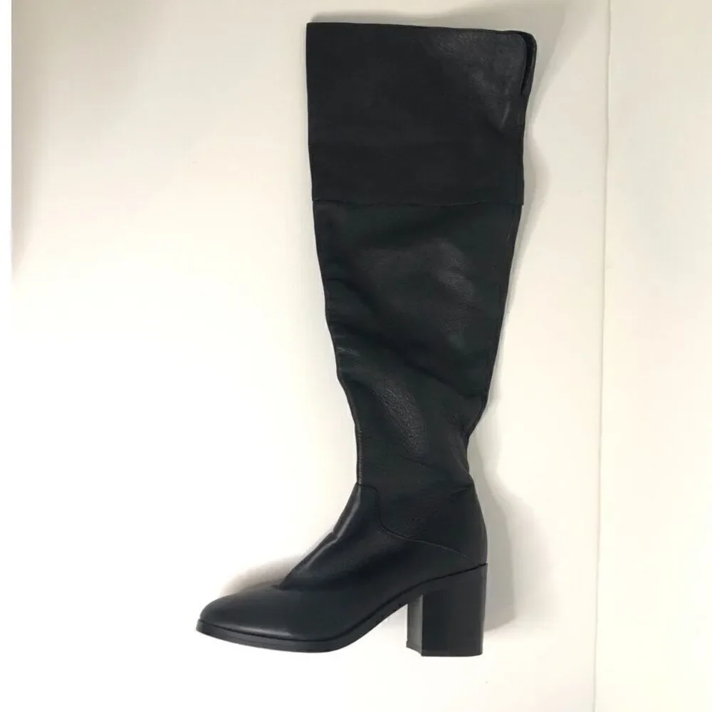 STEVE MADDEN Boots Women's Size 6.5 Black Roman Leather Knee High Shoes